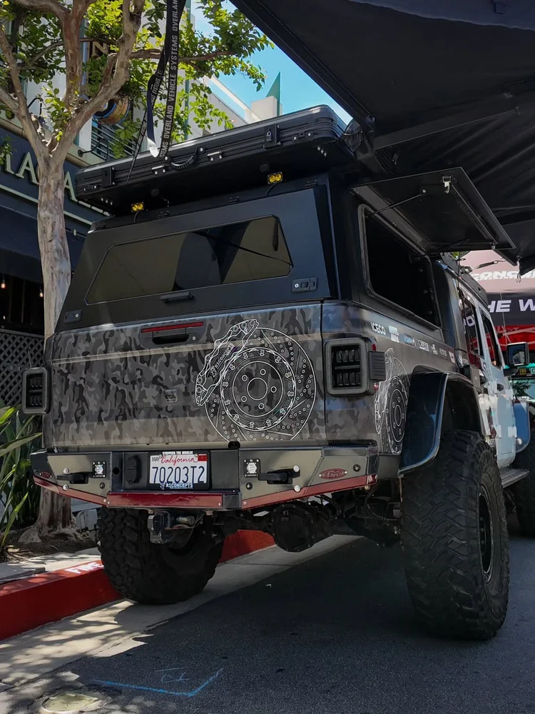 Camo-wrapped Jeep Gladiator on the lot