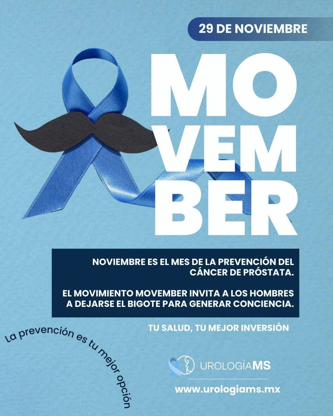 &quot;Moustache&quot; (bigote) + &quot;November&quot; (noviembre).

&iquest;Qu&eacute; es Movember?

Es un movimiento global que naci&oacute; en Australia en 2003, cuando un grupo de amigos decidi&oacute; dejarse crecer el bigote durante todo noviemb