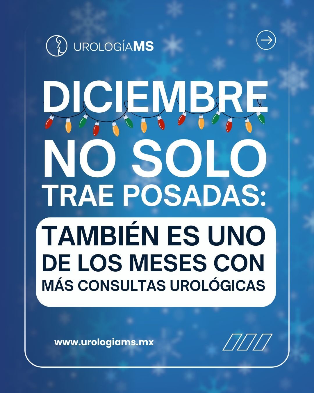 Diciembre trae celebraciones, cambios de rutina&hellip; y m&aacute;s consultas urol&oacute;gicas de lo que imaginas.
Peque&ntilde;os h&aacute;bitos pueden marcar una gran diferencia en tu salud.

En Urolog&iacute;a MS creemos en la prevenci&oacute;n,