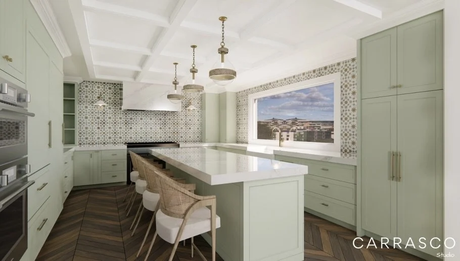 Preliminary views for an ongoing kitchen project designed by a collaborating designer, it&rsquo;s always so much fun bringing their vision to life while exploring materiality, tone, and light early in the process.

At Carrasco Studio, every rendering