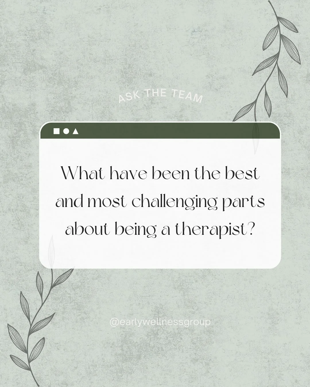 This weeks Ask The Team question from our intern Kamryn! Reflection is a big part of therapy, and even for providers. 

Take a minute this week to do some reflection of your own, client or counselor. 

#reflection #bestandworst #therapy #earlywellnes
