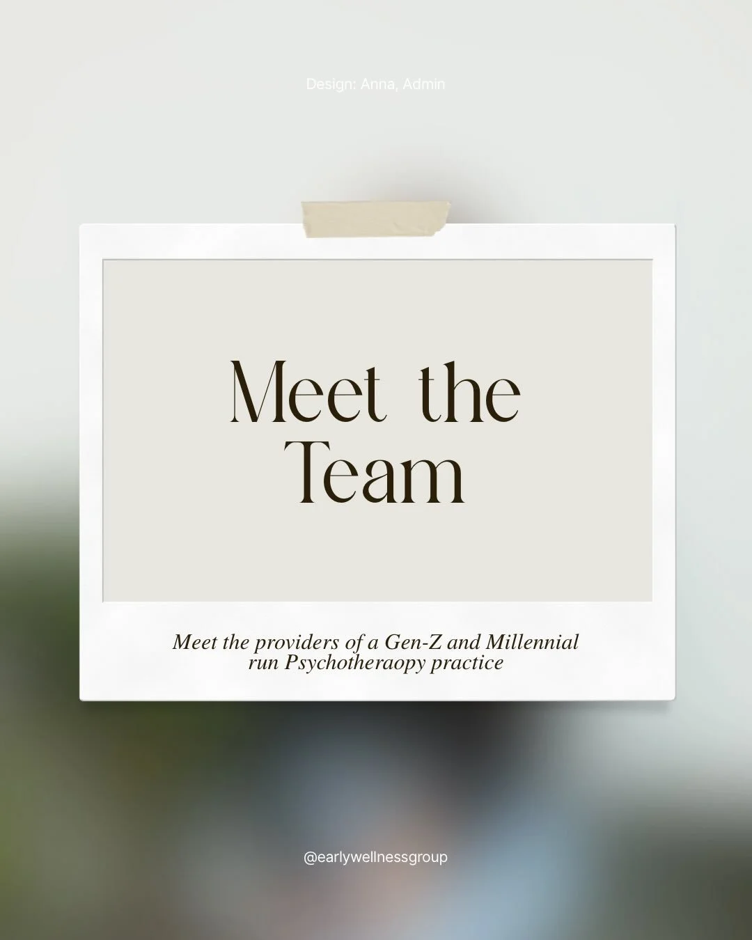 Meet the faces behind Early Wellness Group💚

Our team is always evolving, welcoming new clinicians, honoring those who&rsquo;ve moved on to new chapters, and staying grounded in the same shared mission: providing thoughtful, compassionate, and clien