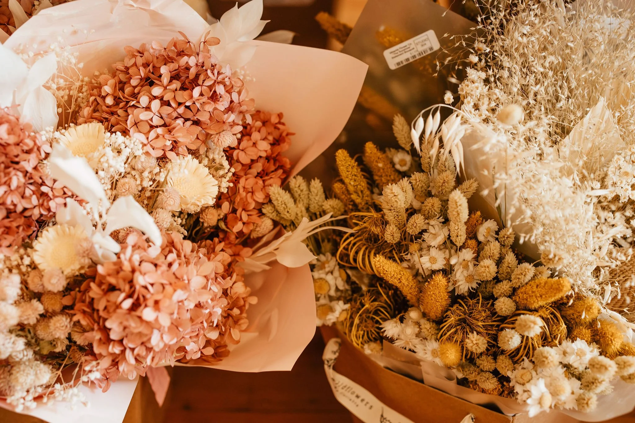 Bouquets of dried flowers at Studio 304