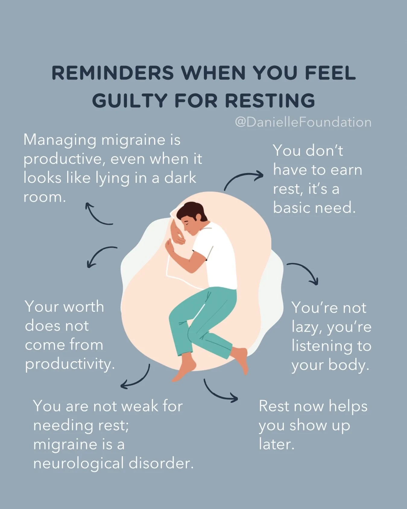 👉 Save this for the next guilt spiral.
Rest guilt is loud. This is your reminder to ignore it. 💜

If you needed permission to lie down, cancel plans, or close the blinds during a migraine attack, this is it. Managing migraine is work, even when it 