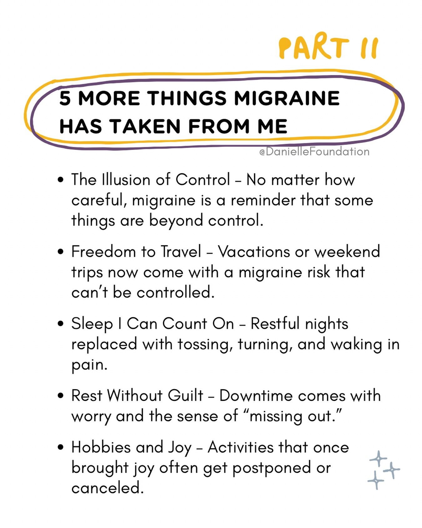Migraine doesn&rsquo;t just hurt. It takes.

This neurological disorder quietly steals parts of life most people take for granted: freedom, sleep, energy, hobbies, and even peace of mind.

Some days, it&rsquo;s the little things we miss that hit the 