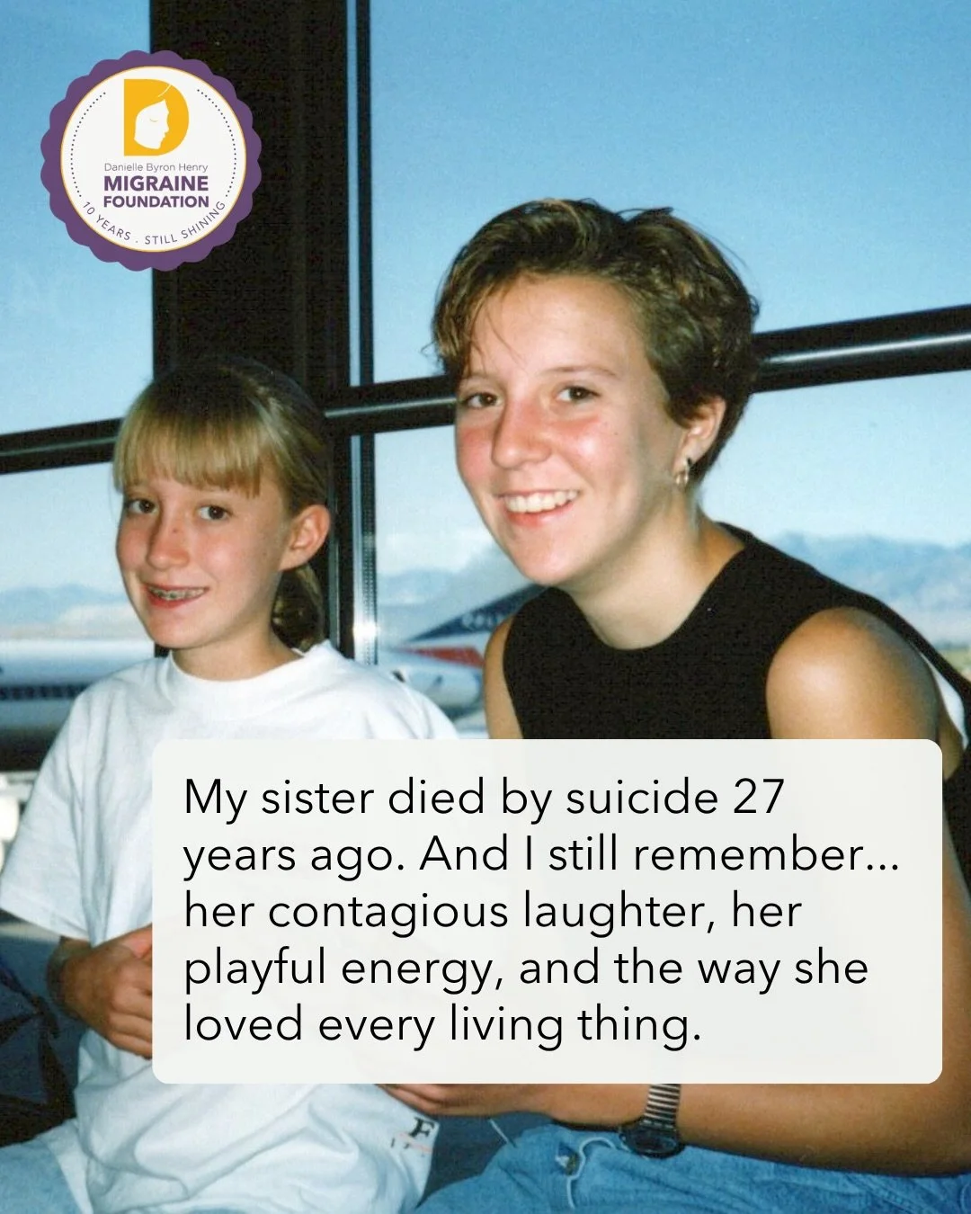Today marks 27 years since we lost Danielle.

We never want her to be remembered only for the pain she lived with. She was so much more than migraine. 

🎬 She loved movies. 📺 She could talk about The Simpsons endlessly. 🐶 She adored dogs. 🐸 And s