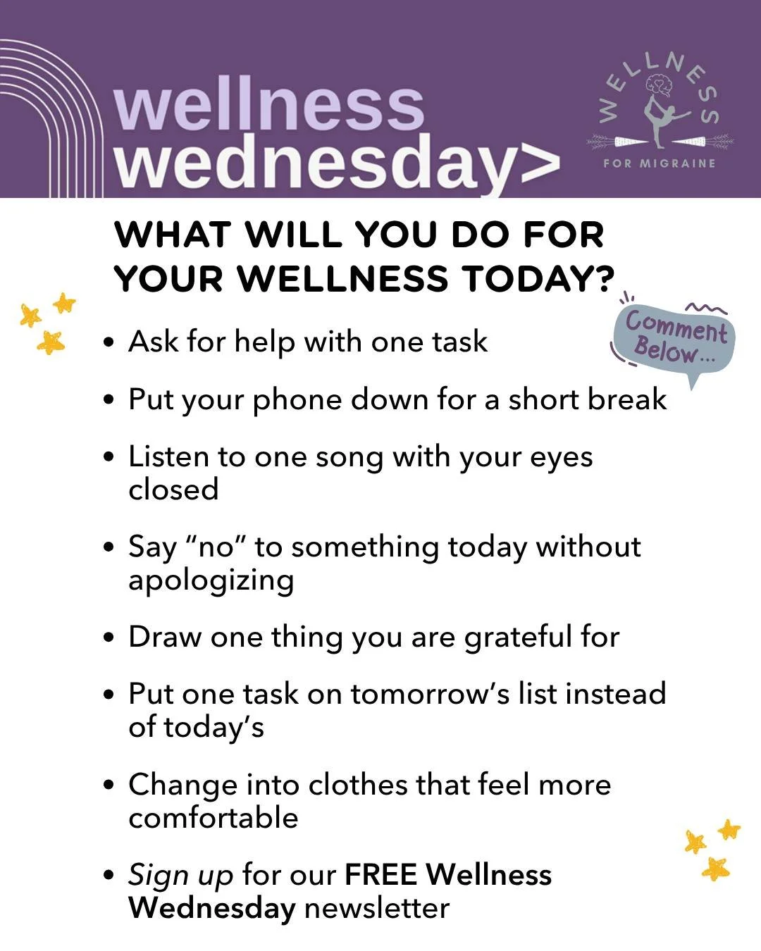 Wellness doesn&rsquo;t have to mean doing everything right. Sometimes, it&rsquo;s simply choosing one small thing that supports your body, your mind, and your migraine today.

Pick one thing from this list and do it for yourself. Small choices still 