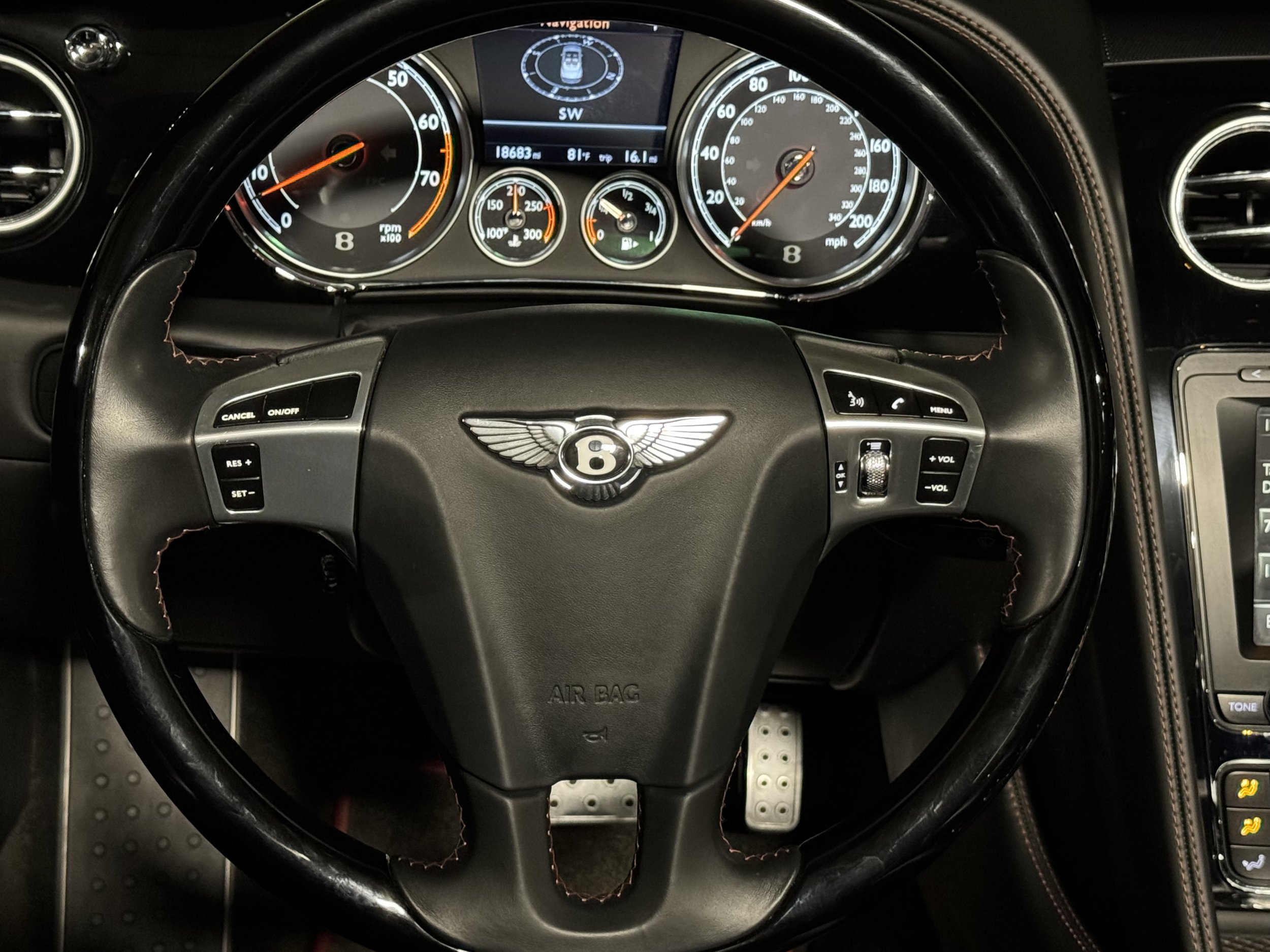 Wood and Hide Steering Wheel (3 Spoke) Hand Stitching to Steering Wheel in Contrasting Color