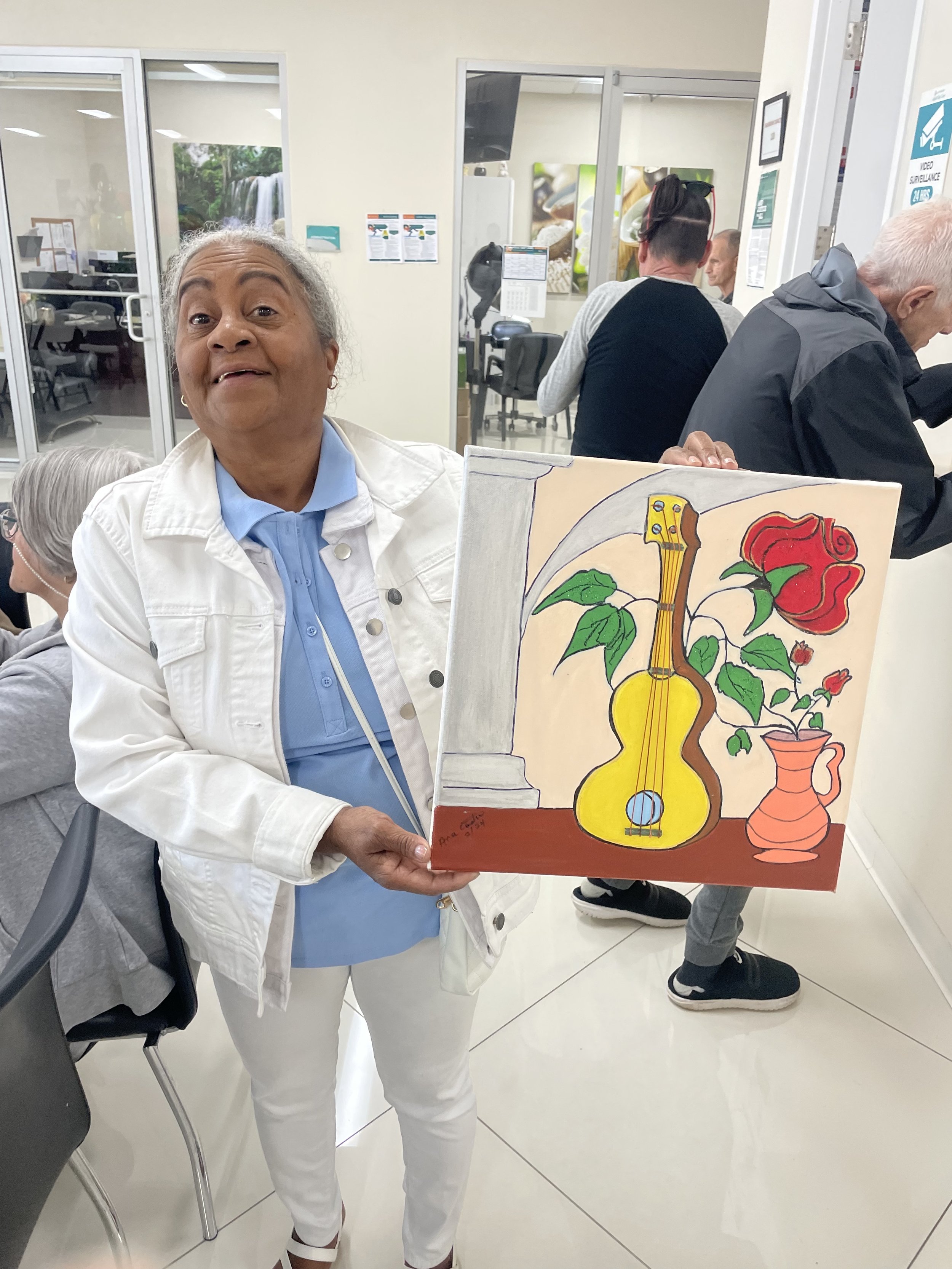 Beautiful guitar painting by student