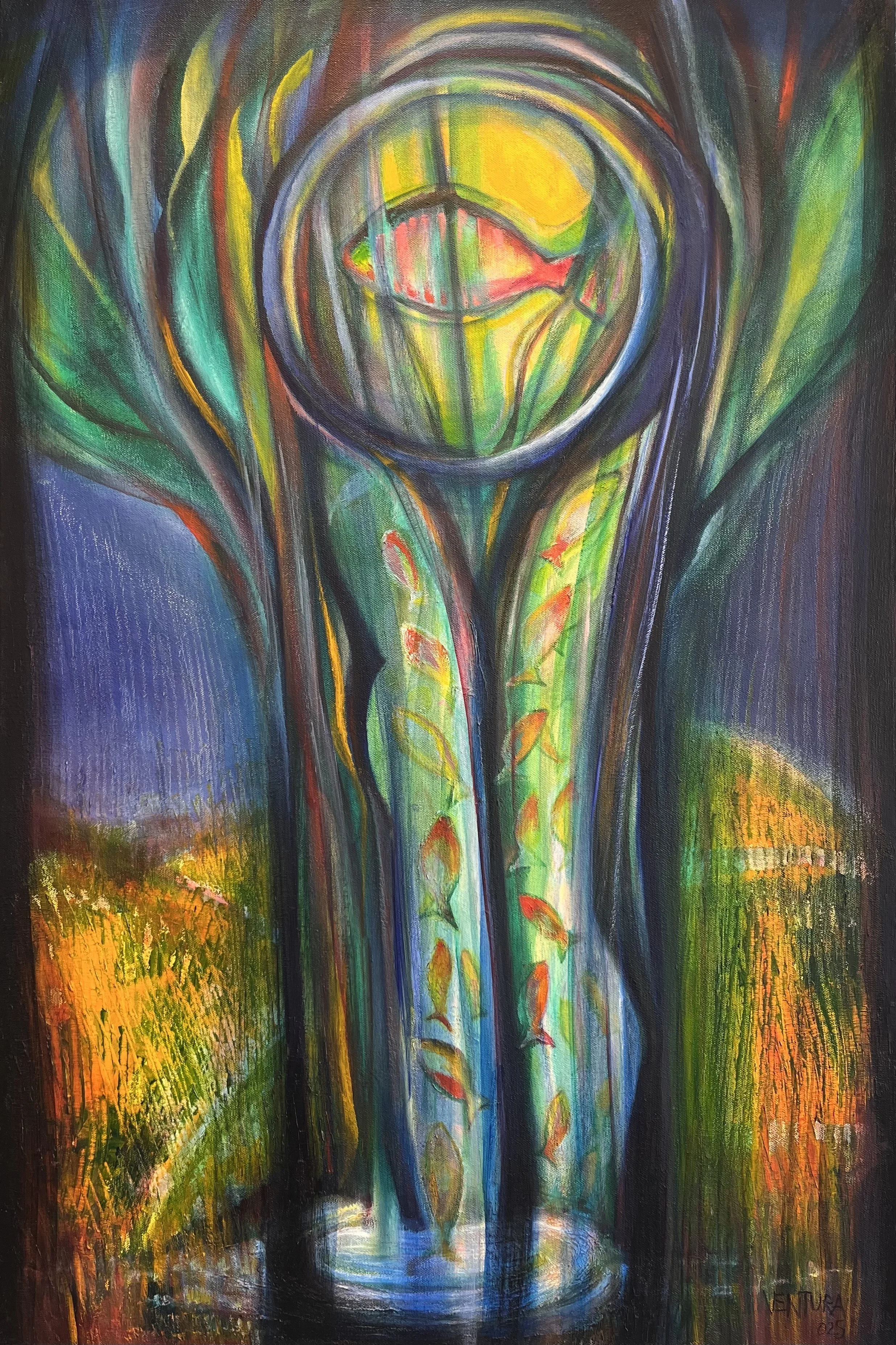 Peces Lunares 2025, Oil on canvas, 36 in x 24 in 