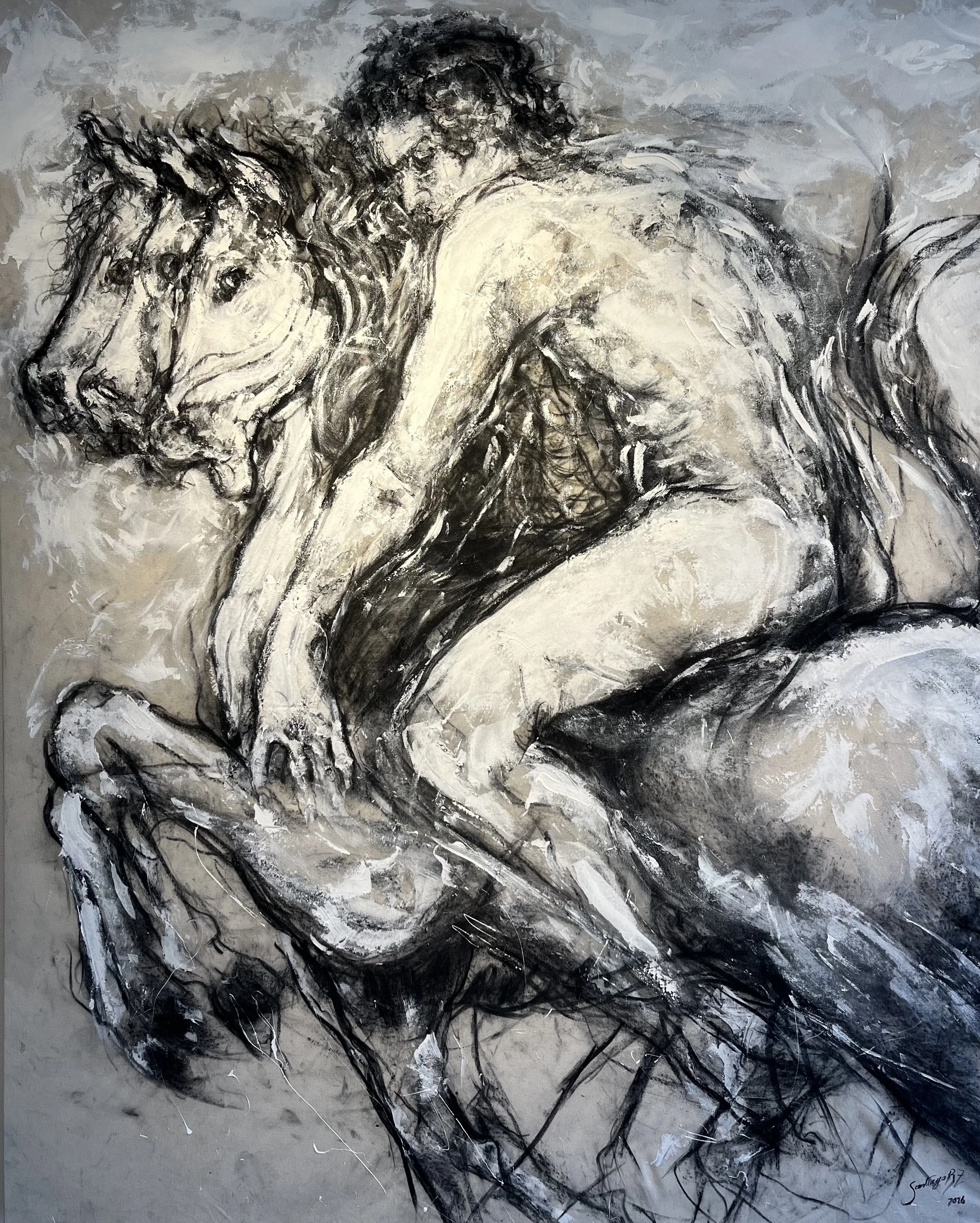 The Horse of Life by Santiago Betancur, Oil on canvas, 84 in x 67 in 
