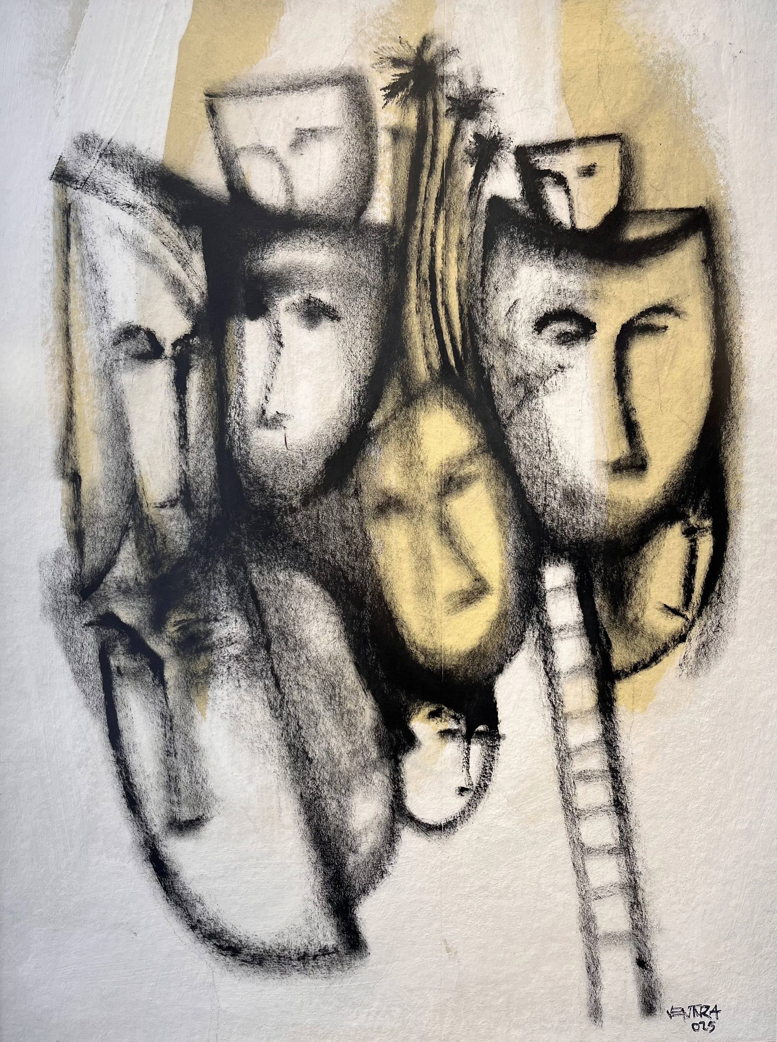 Series Draws 2 (2025), Oil on cardboard, 27.75 in x 21.75 in 