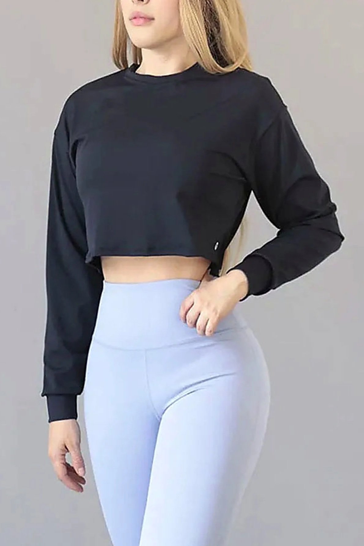 Hoodie Crop Charcoal Drift