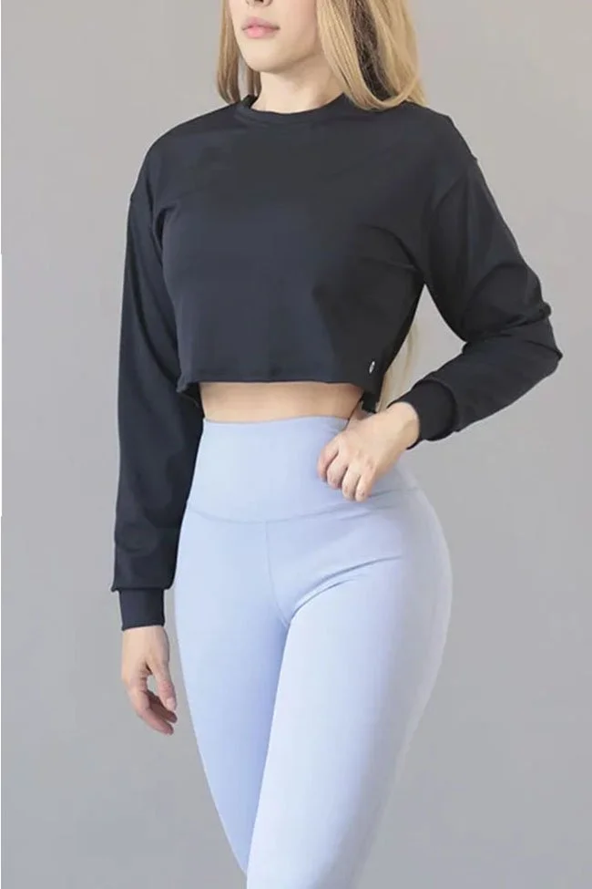 Hoodie Crop Charcoal Drift