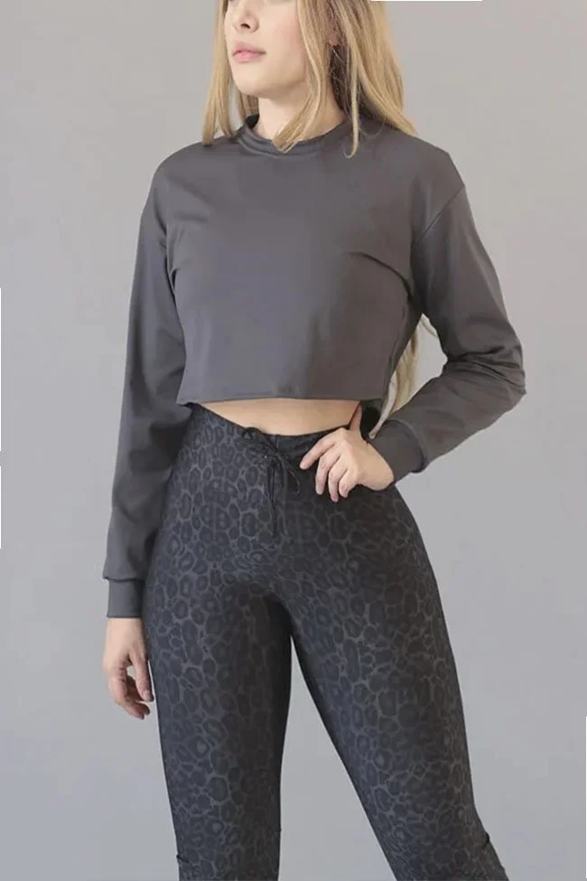 Hoodie Crop Grey Core