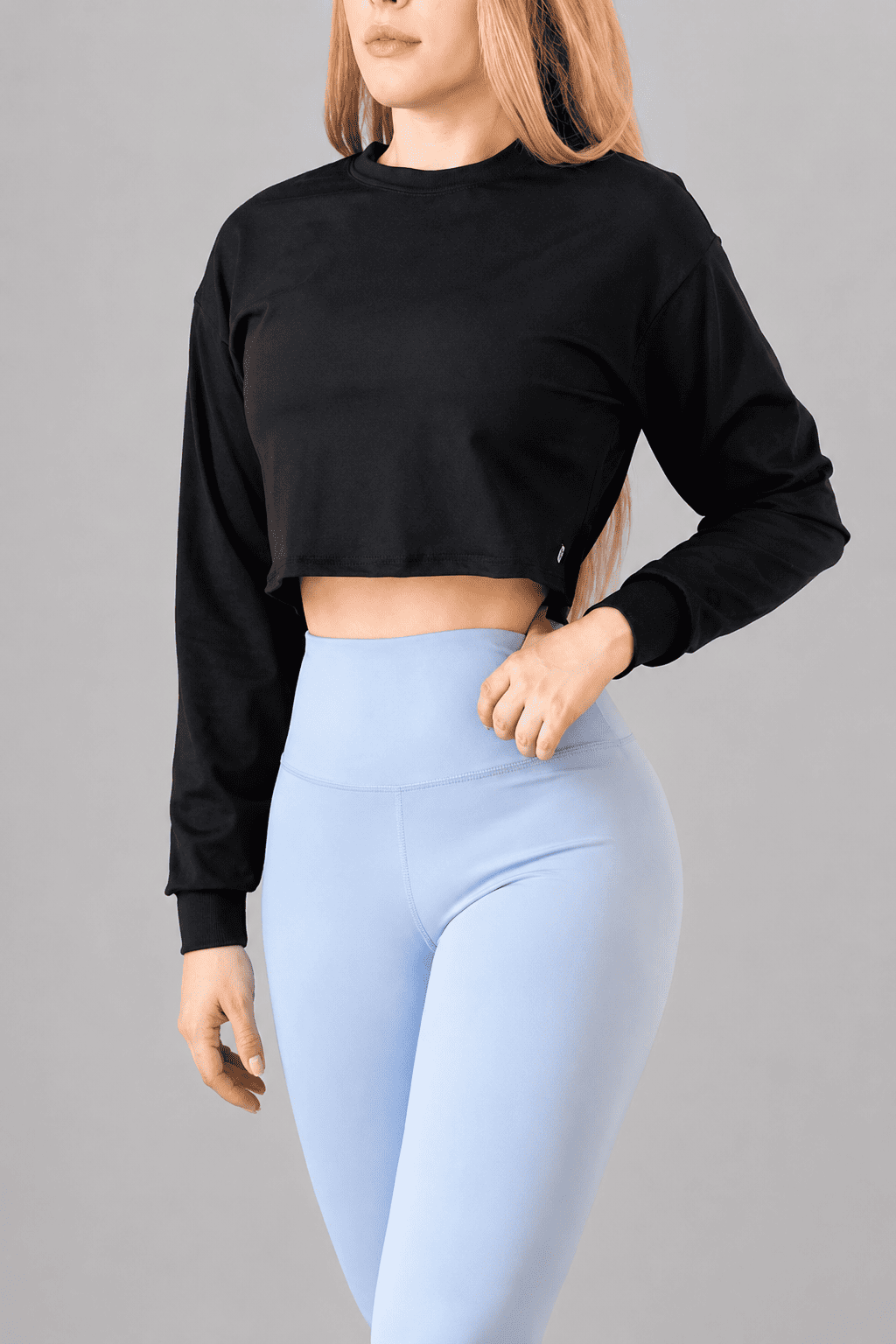 Hoodie Crop Charcoal Drift