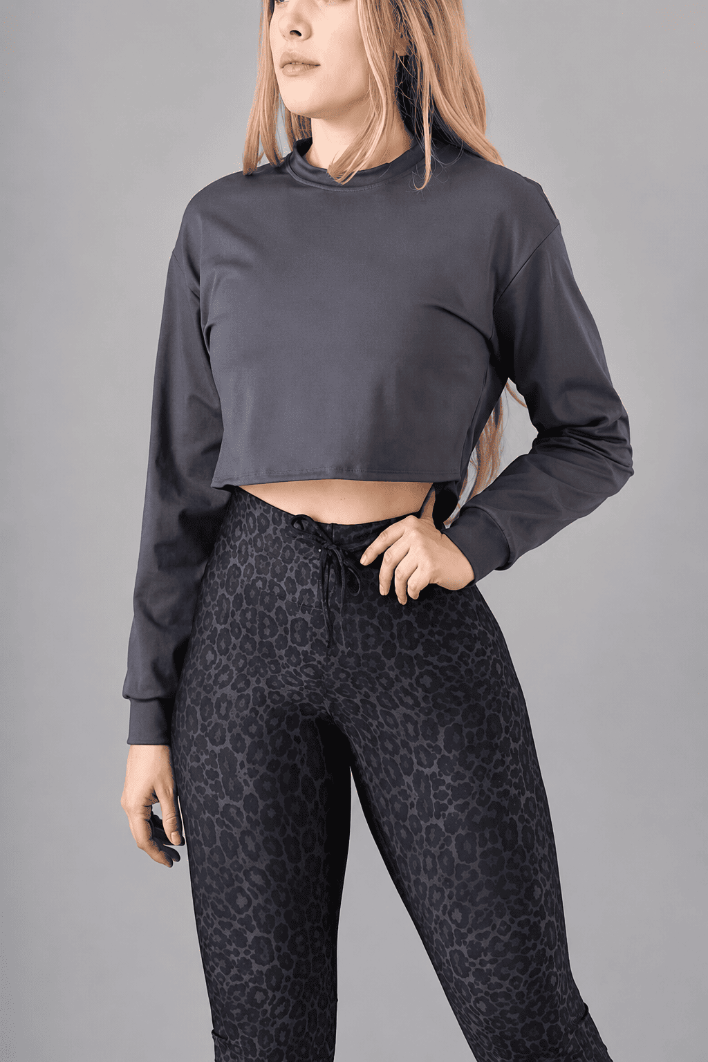Hoodie Crop Grey Core