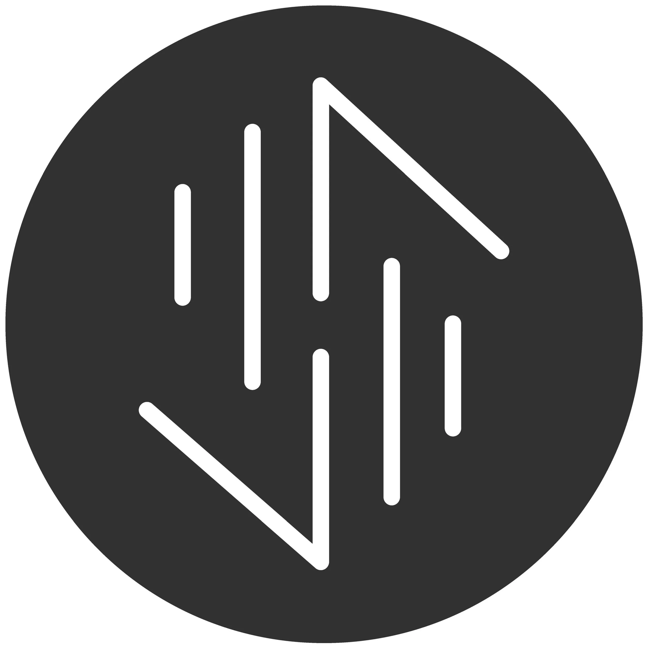 Abstract geometric design with white lines on black circle background symbolizing Strength.