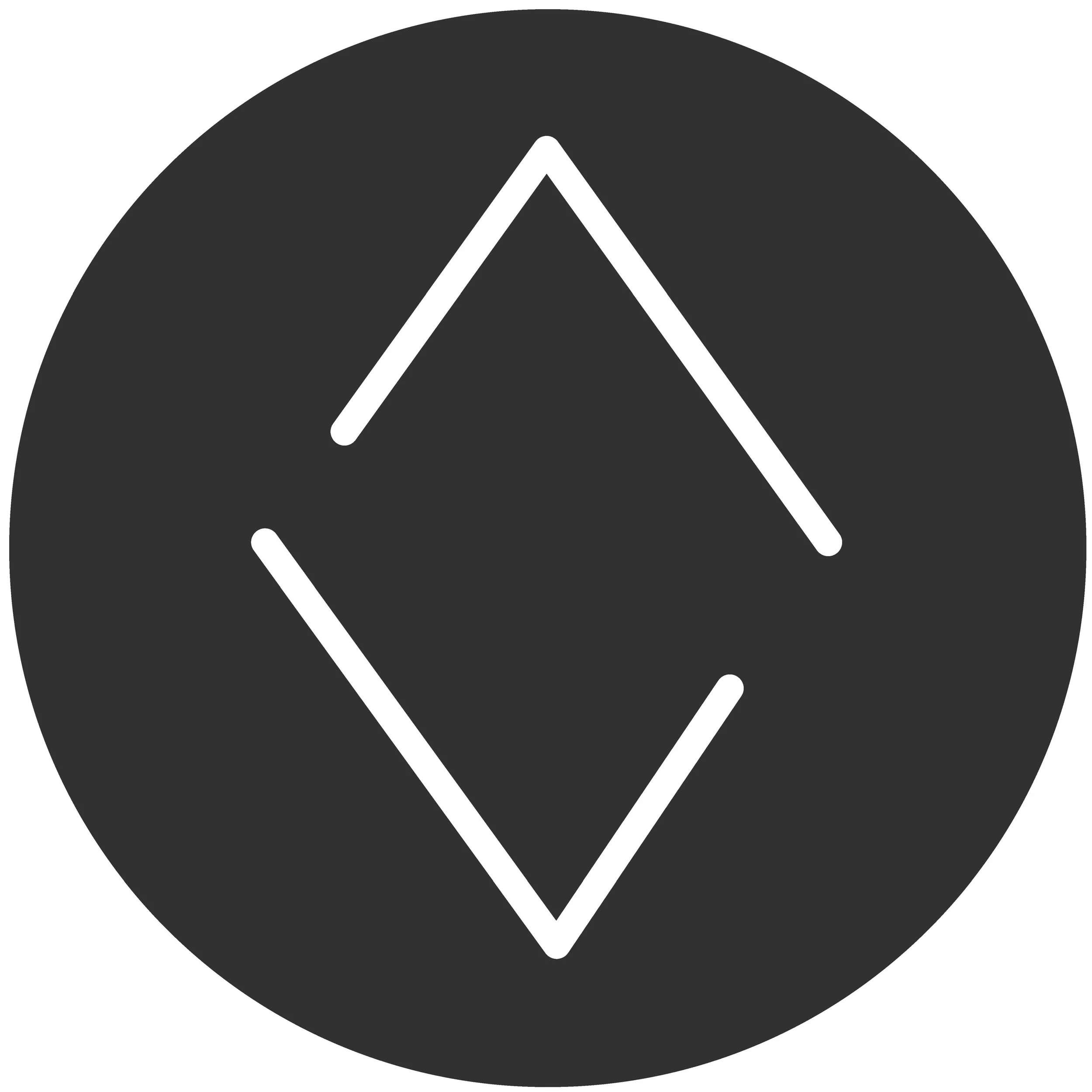 Abstract geometric design with white lines on black circle background symbolizing Beginning.