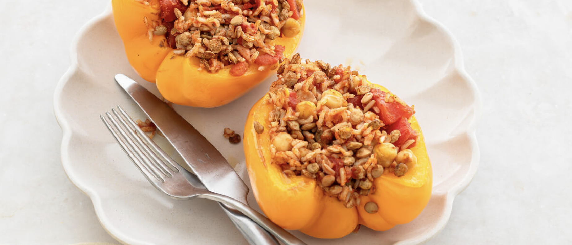 Lentil and Chickpea Stuffed Bell Peppers