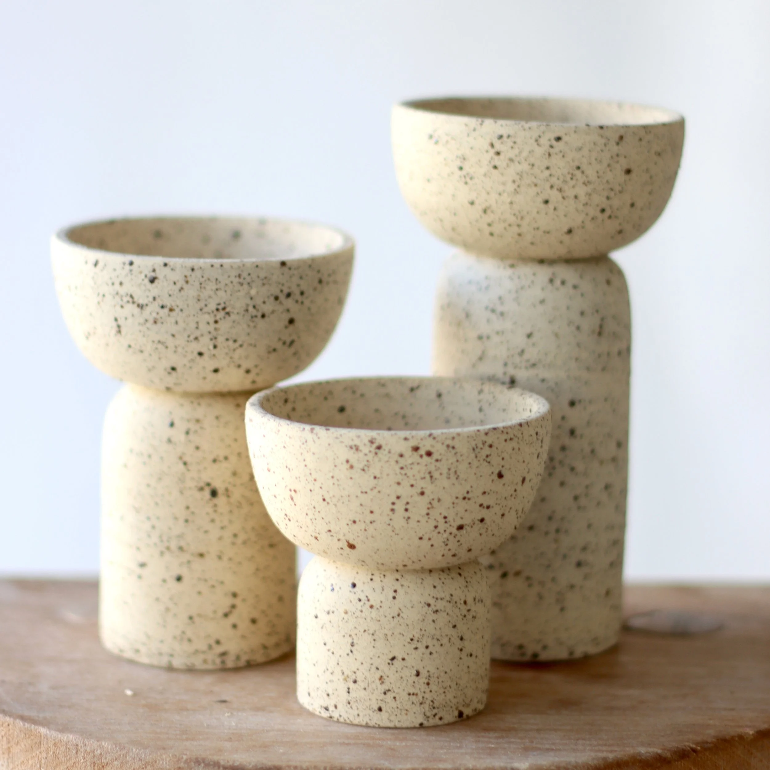 Bougeoirs - grès moucheté