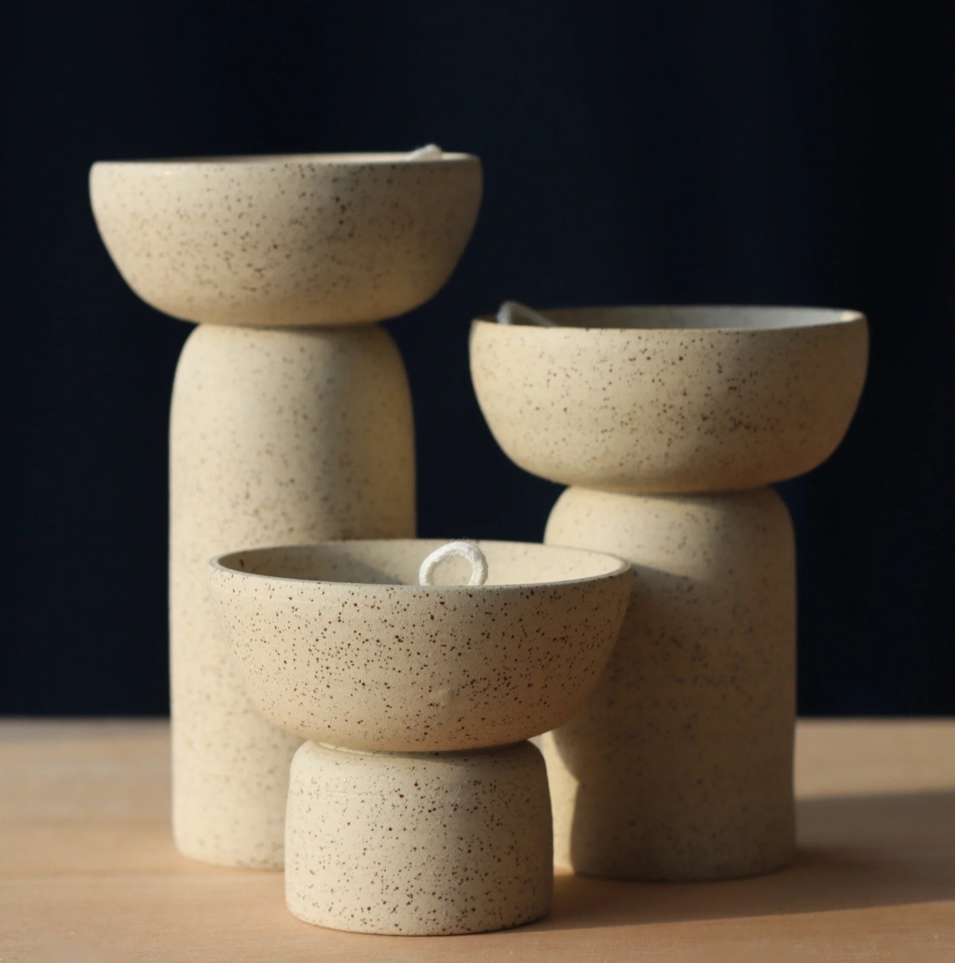 Bougeoirs - grès pyrité