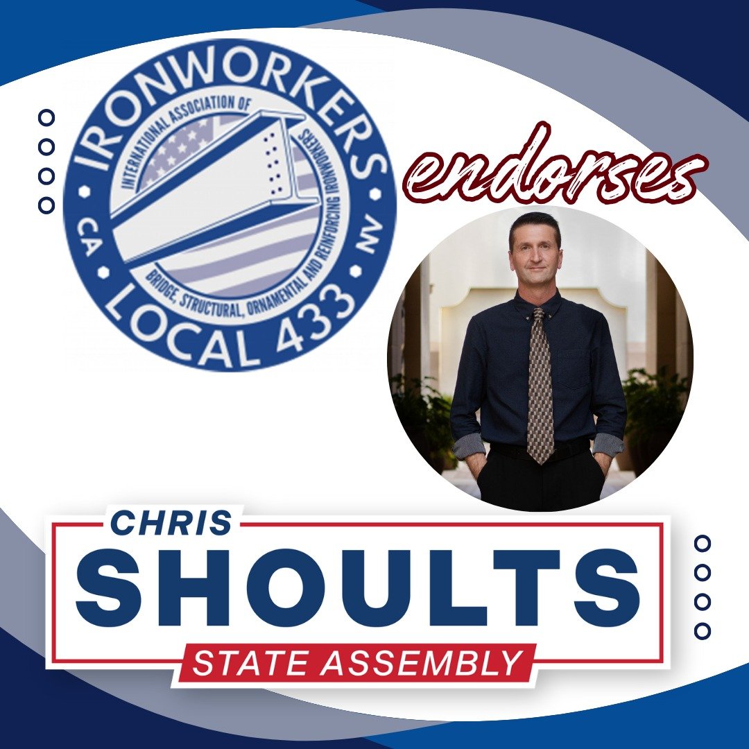 Thank you to Ironworkers Local 433 for joining the long list of organizations who know I have hard-working Californians' interests at heart!
#ironworkers
#shoults4assembly
#voteAugust26
