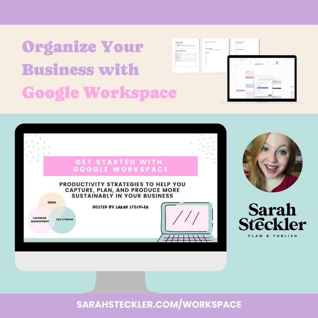 My newest workshop dropped and I want to show you all the ways you can get organized in your business!

🔥 4 Ways to Optimize the Backend of Your Business inside Google Workspace
📊 Google Calendar options &amp; basic setup
📁 File / Folder Managemen