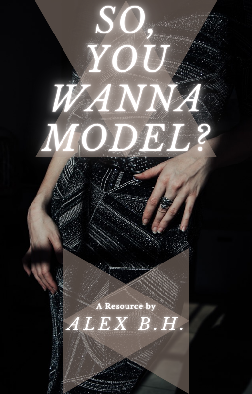 SoYouWannaModel book cover by Alex Berardi Hawley, modeling a black dress with glittering fine silver lines over it across a black background with glowing white font.