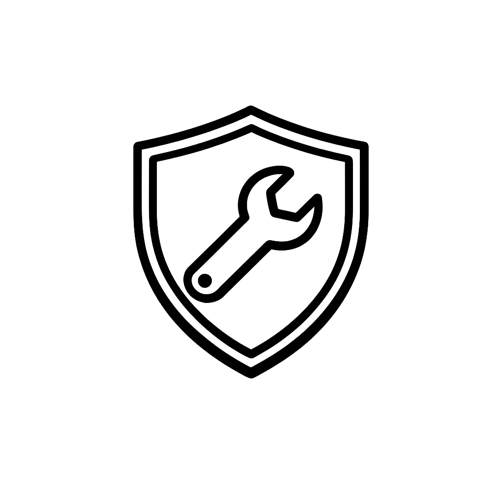 Icon of a wrench inside a shield, representing maintenance or repair protection.