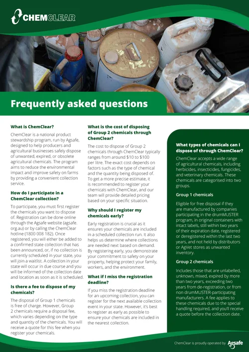 ChemClear resources | Tools for safe chemical disposal — Agsafe