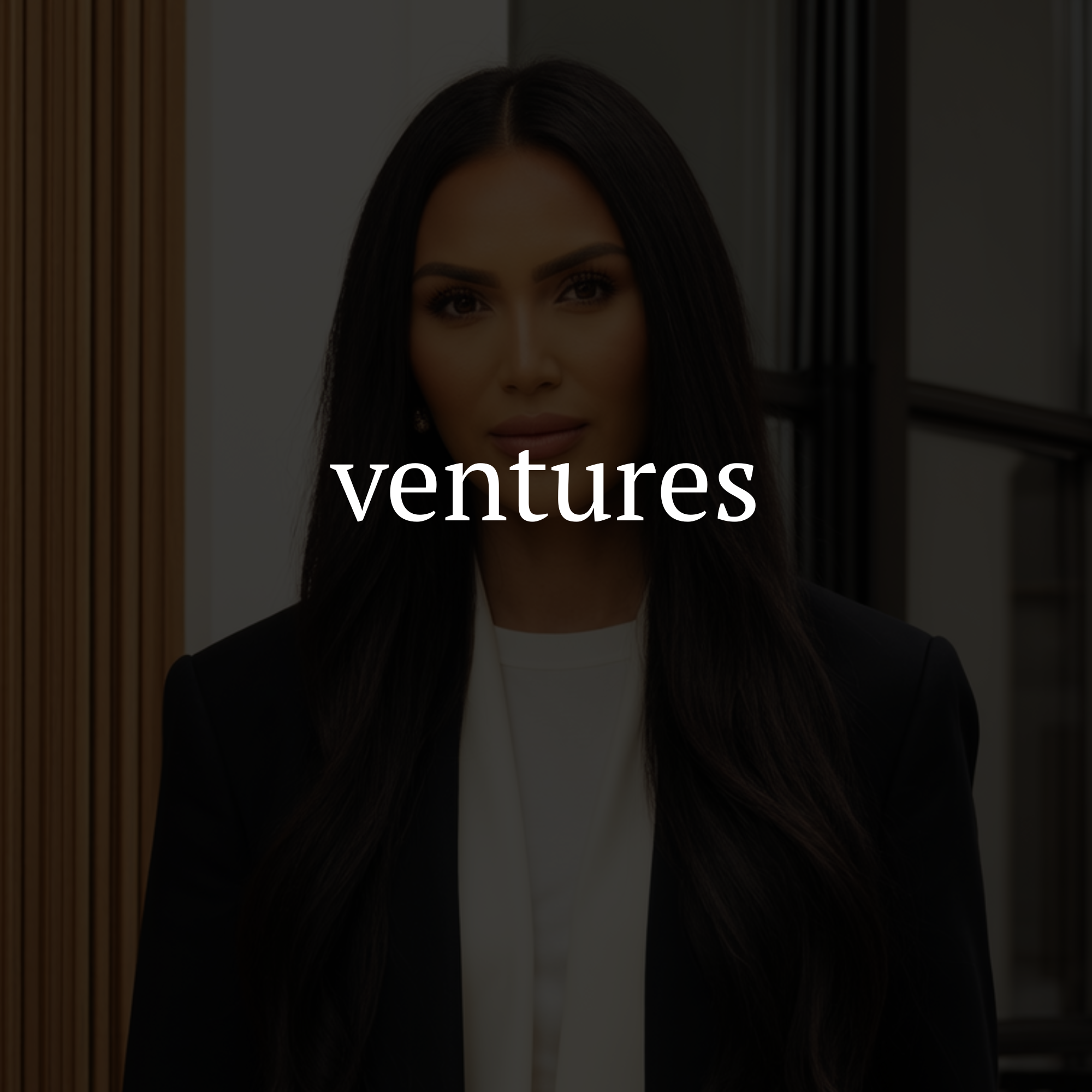 Shaykayla Smith standing indoors with large windows in the background, and the word 'ventures' overlaid.