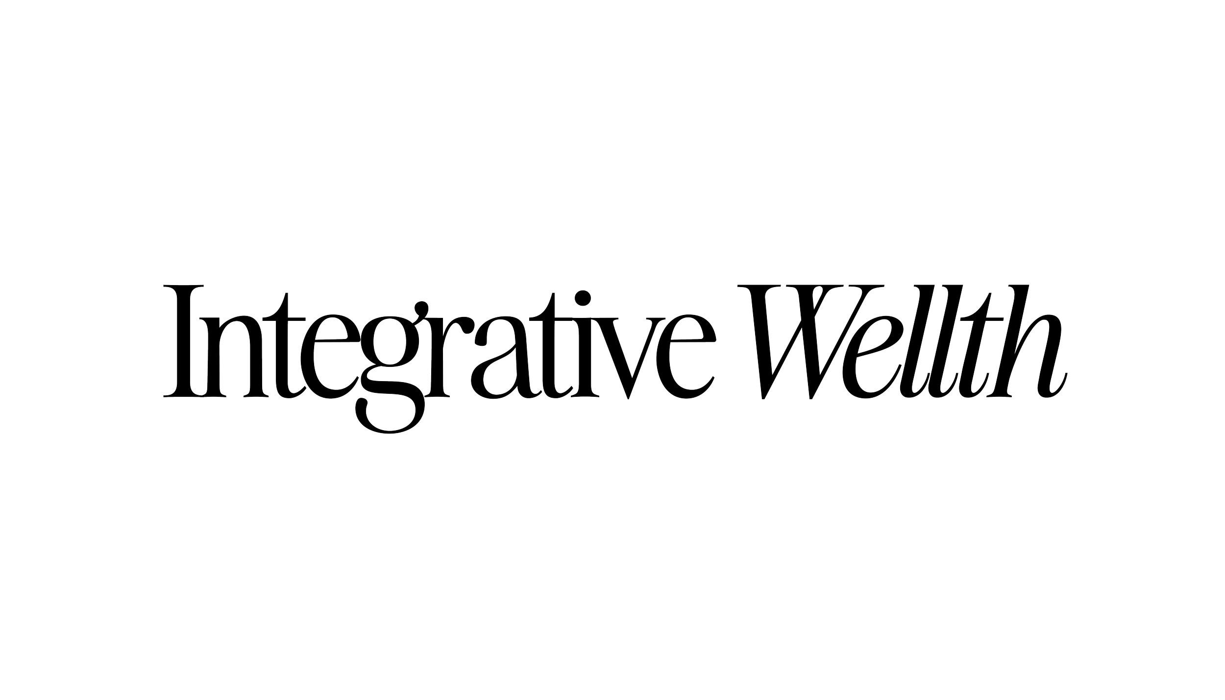 Black background with the phrase 'Integrative Wellness' written in a delicate, thin, and slightly slanted font in the center.