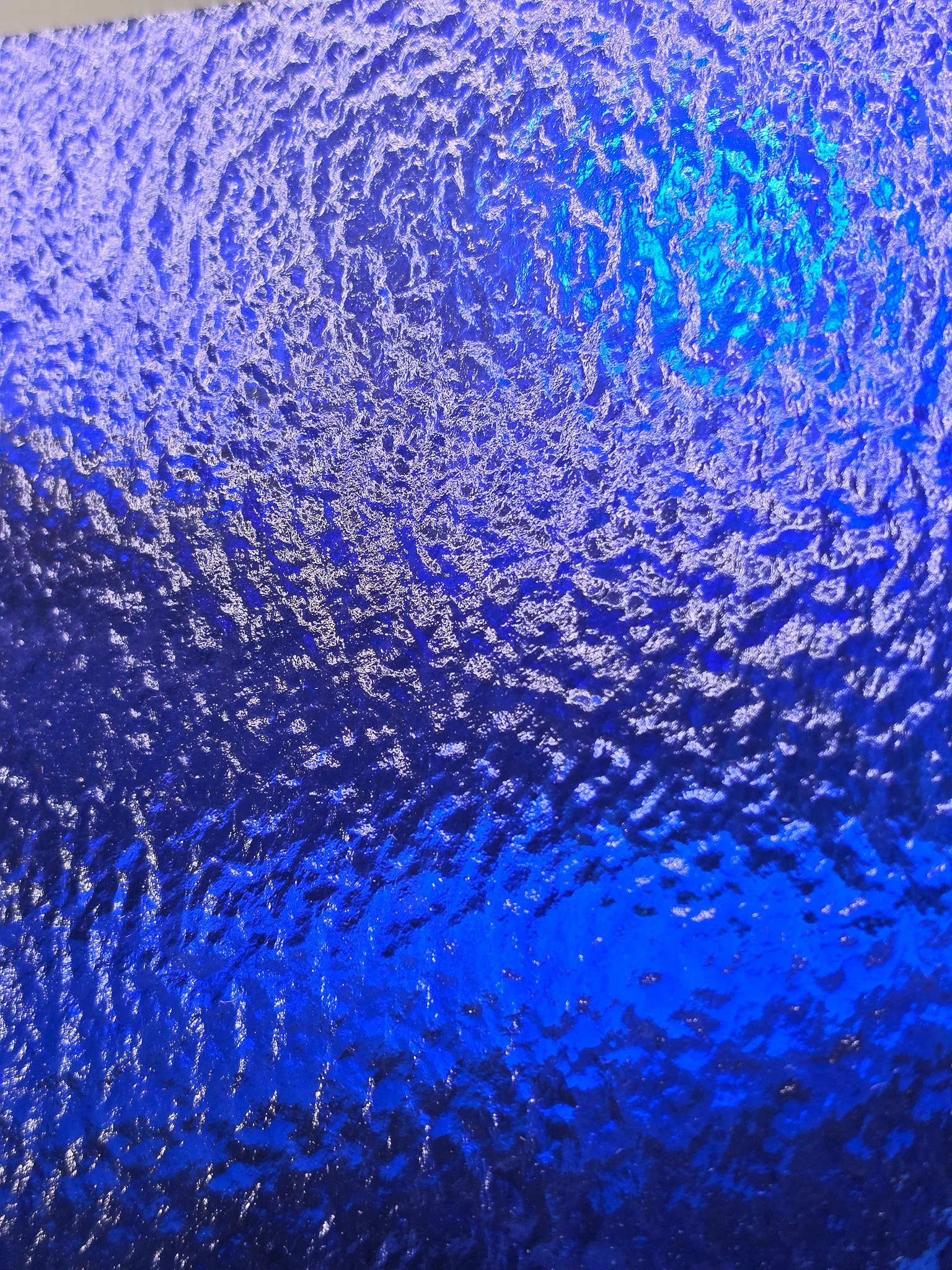 Dark Blue Hammered Transparent Iridized