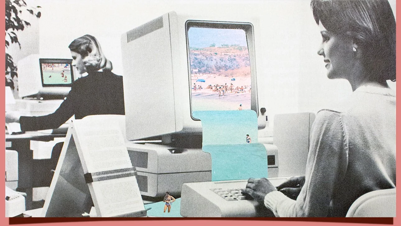 Close-up of a skilled hand using a craft knife to precisely cut out and shape red and blue paper letters on a white textured background.