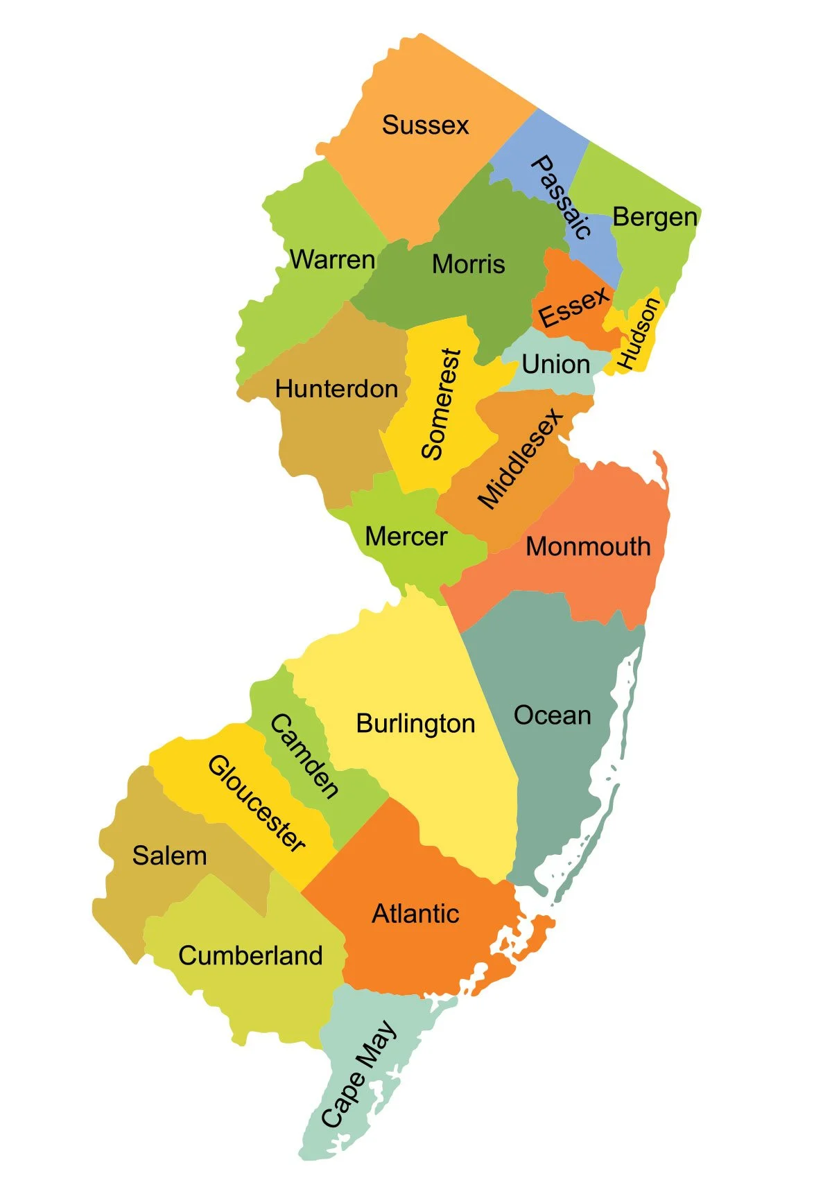 New Jersey 21 County Statewide Map