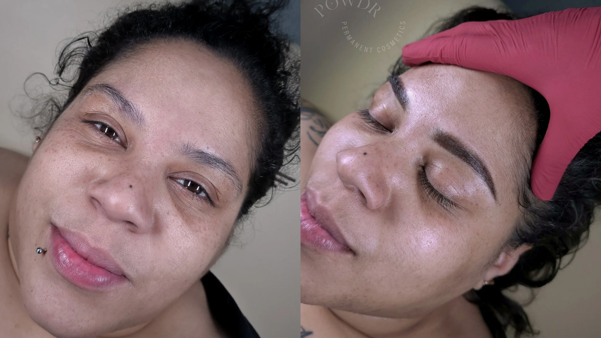 dark brunette powder brows.