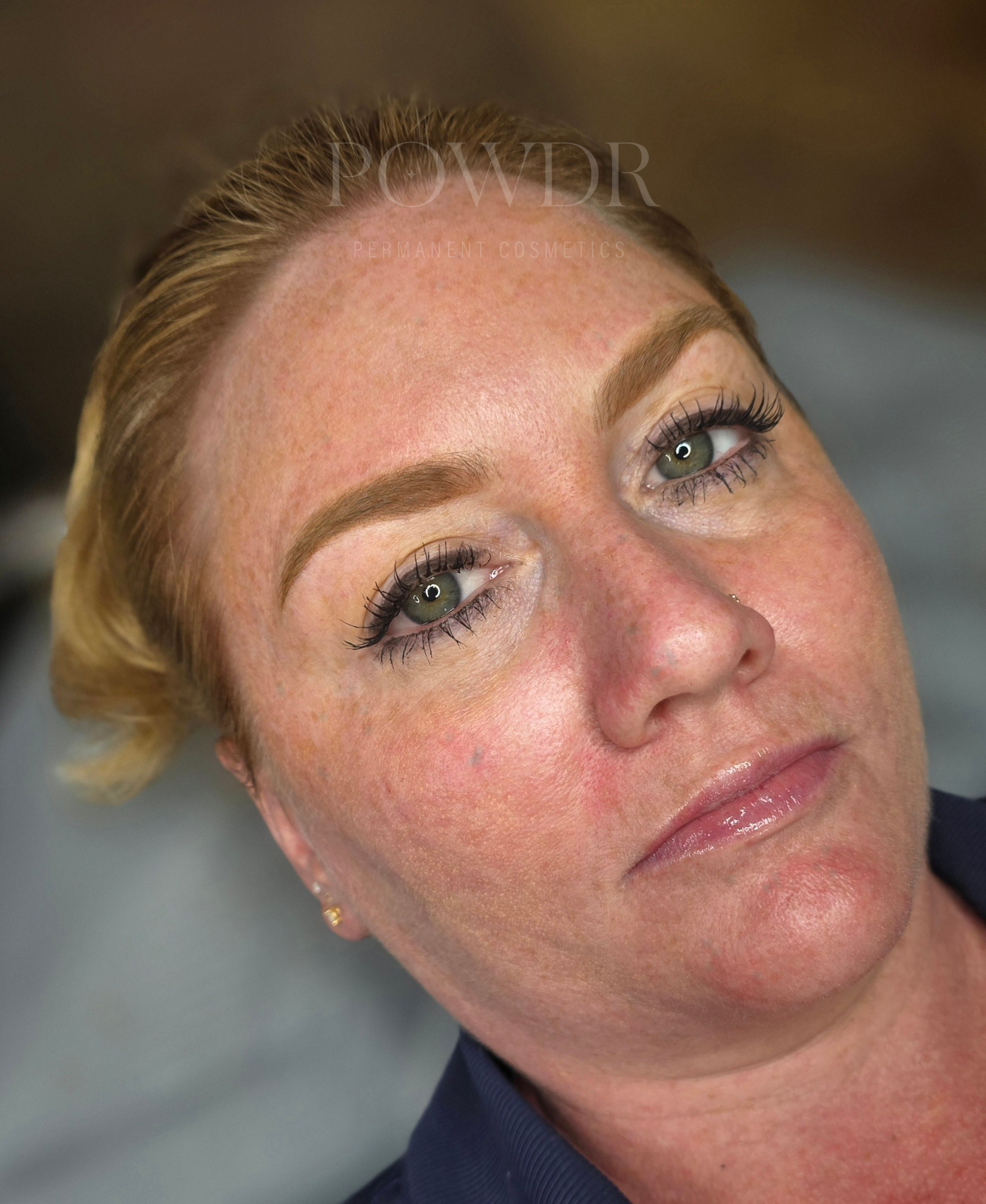 Golden blonde permanent makeup eyebrows that will heal 40-50% lighter. 