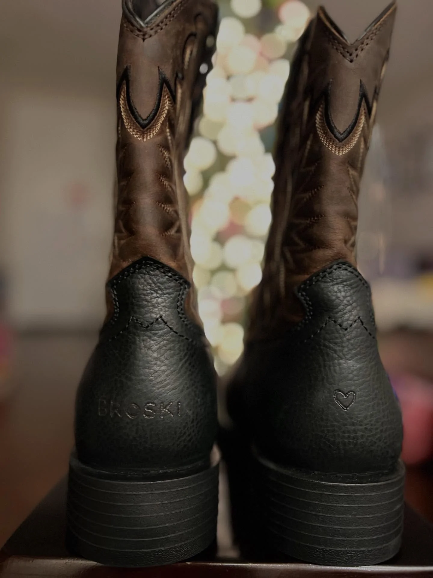 These leather debossed boots were a gift for her boyfriend, whose brother used to call him &ldquo;Broski.&rdquo;🥹