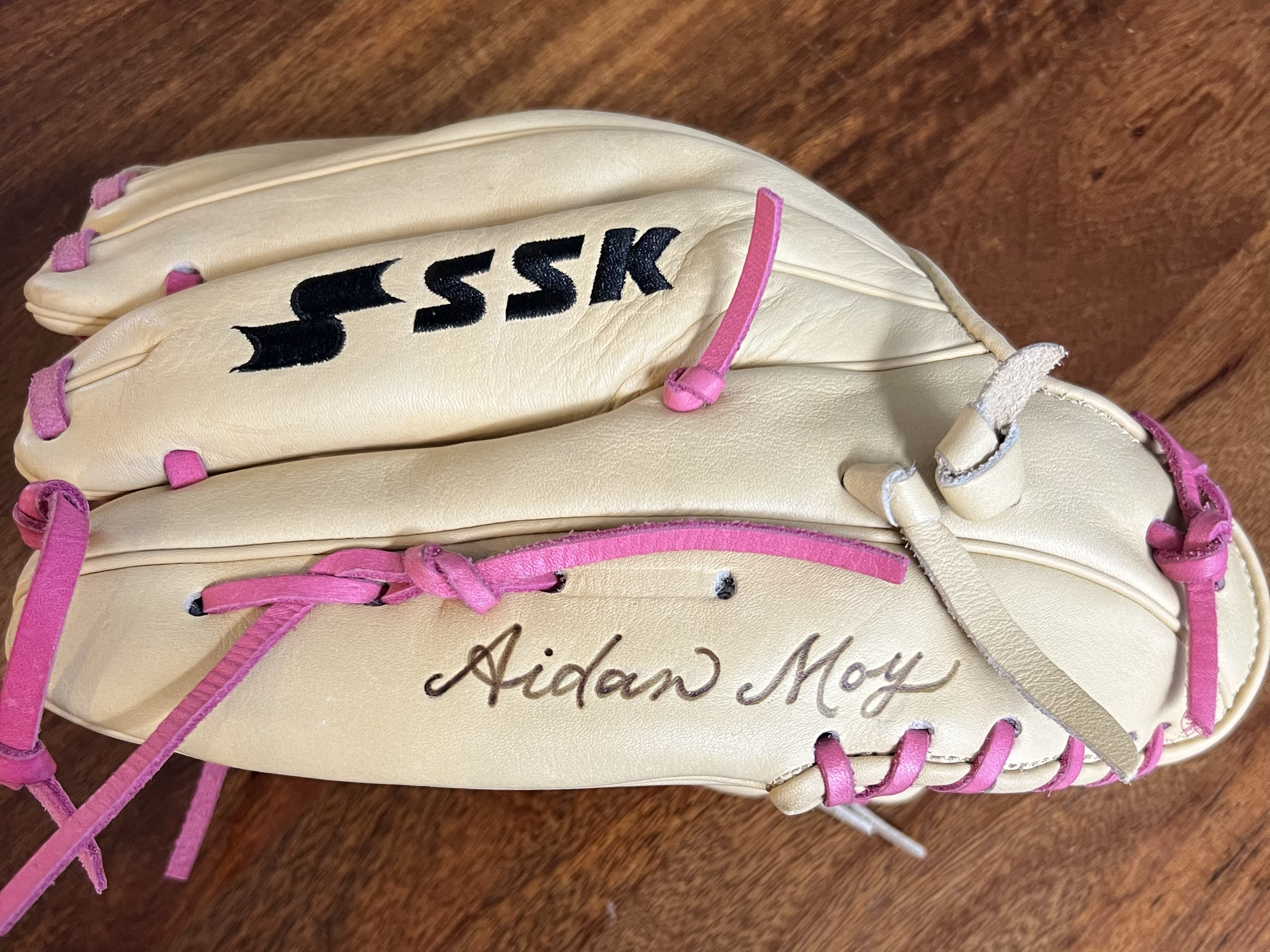 baseball glove Jina Koh calligraphy Orange County leather debossing hot foiling