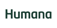 Humana logo with green text on a black background