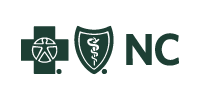 Blue Cross Blue Shield North Carolina Logo with a green medical cross, shield, and the text 'NC'.