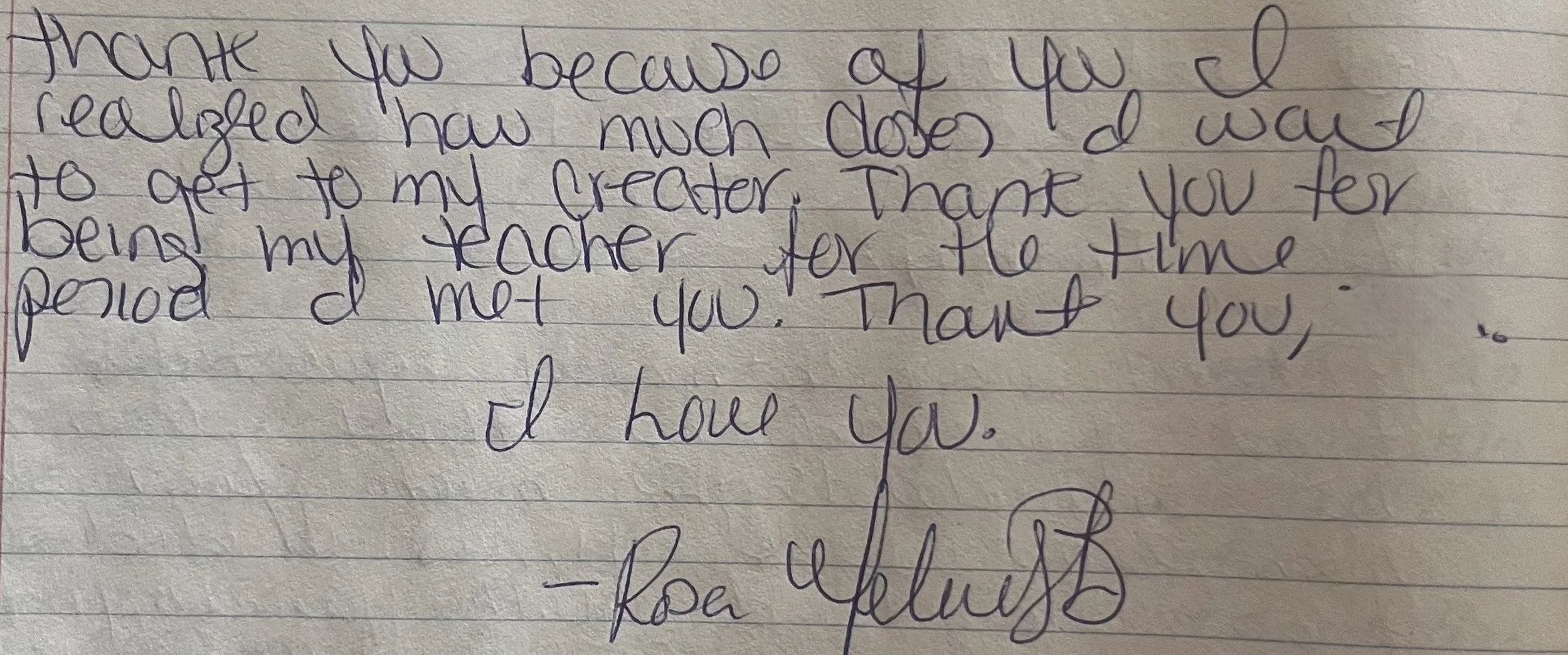 Rosa’s Heartfelt Note