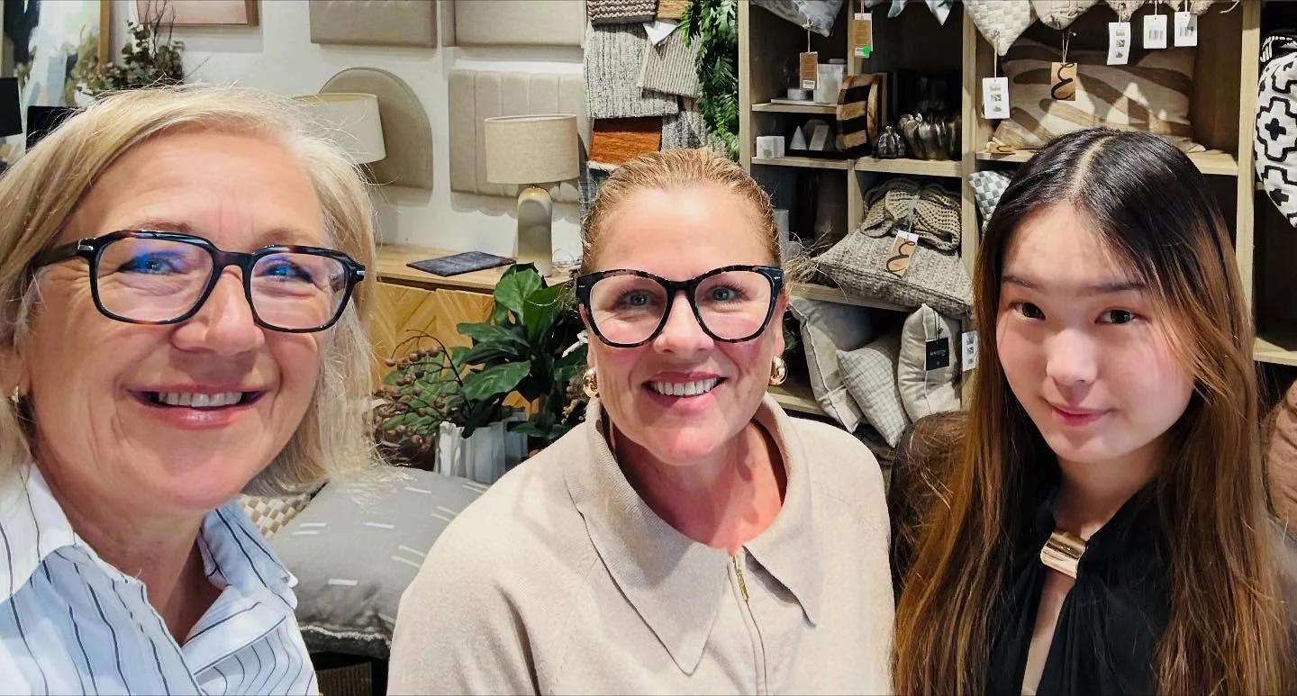 Cathy has arrived in South Australia and is catching up with wonderful retailers and designers in their beautiful stores this week.
Pictured here with Jamie at Hunt &amp; Gather and Simone &amp; Eveline at Design Revival. 
Contact us for a presentati