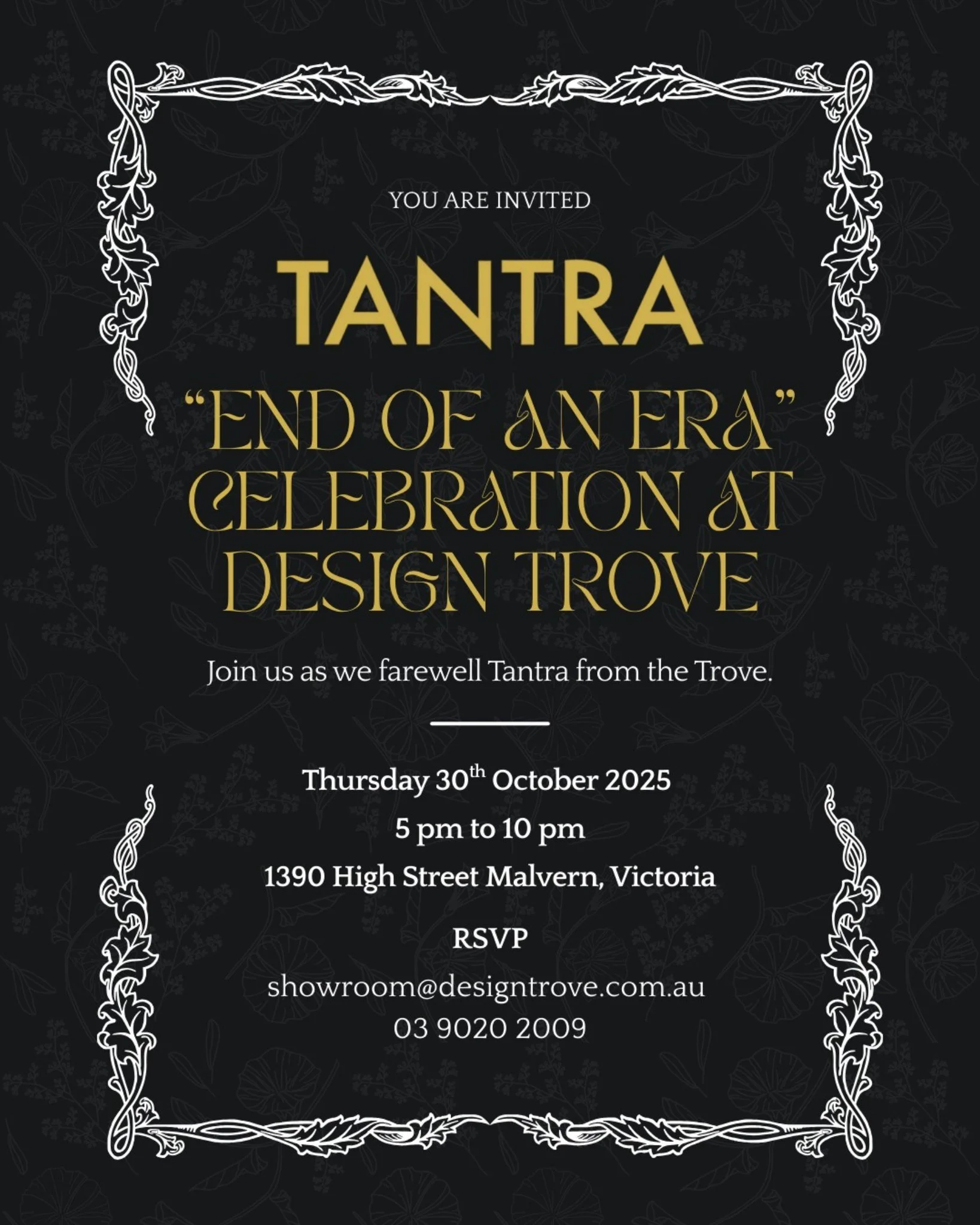 ✨ END OF AN ERA ✨⁠
You&rsquo;re invited to a special evening at Design Trove as we farewell Tantra from the Trove.⁠

Joining us on the night is celebrated Australian photographer @francescaowen_ renowned for her ethereal underwater works capturing th