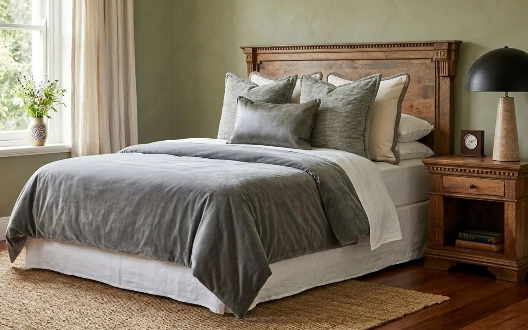 A layered look that brings together texture, tone and timeless design.

The Laurent Bedhead and matching Laurent Bedside from @wisteriadesignfurniture anchor the space with its hand carved refined detail. The Mila Table Lamp in sandstone and black sh