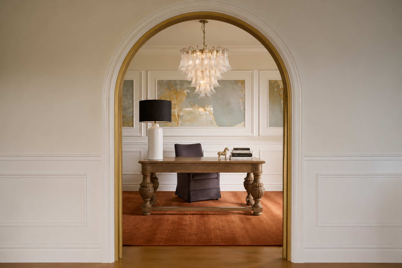 Casablanca desk Josephine chandelier.png