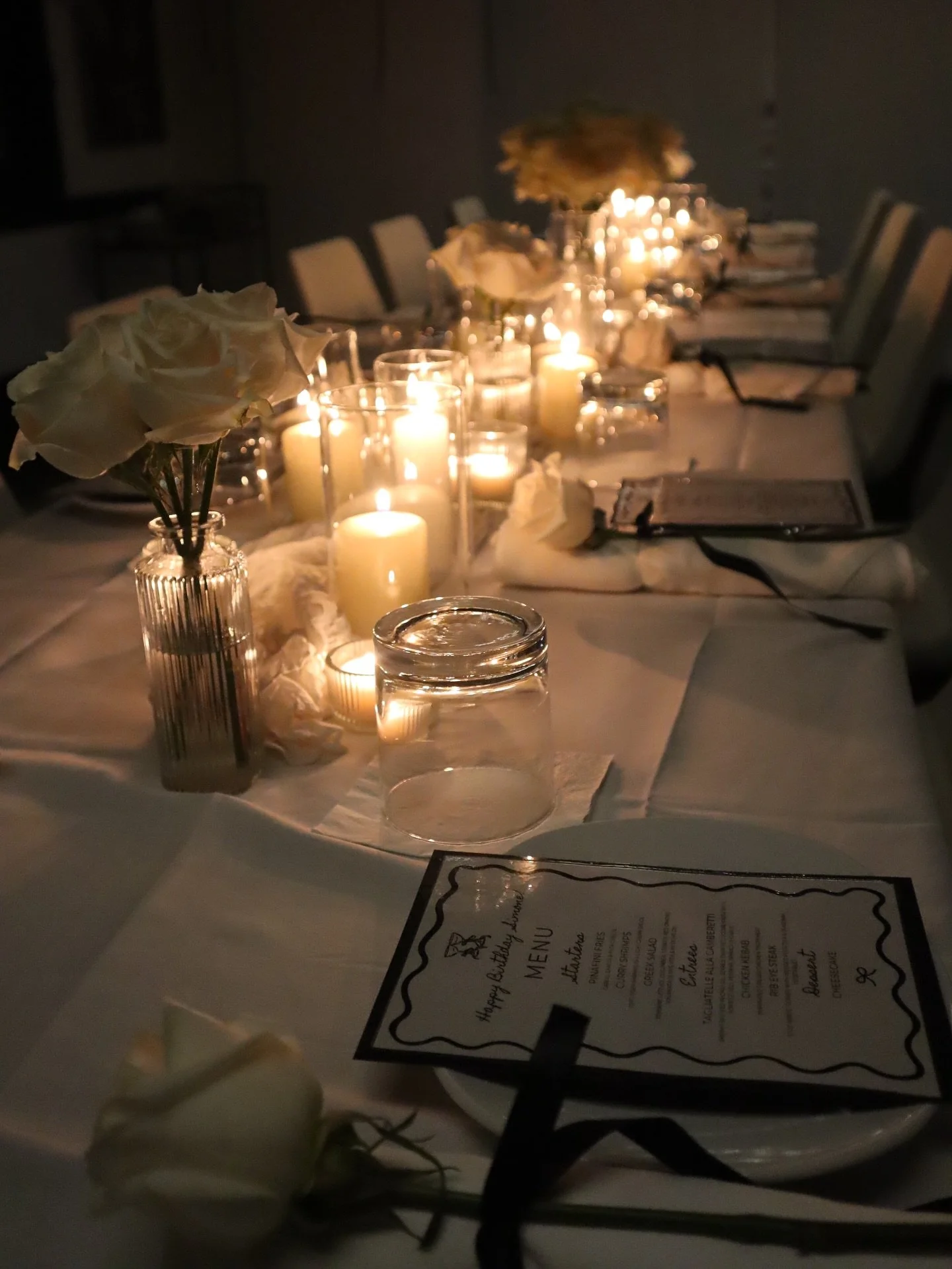 Birthday dinner setup @pinafini.laguna🕯️🖤