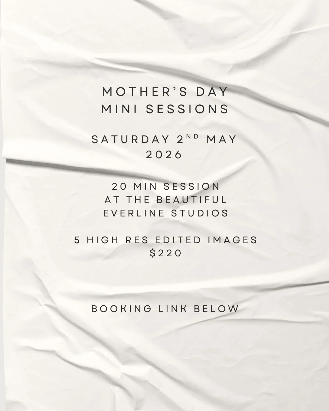 Mother&rsquo;s Day Mini Sessions are still open 🤍

If you&rsquo;re always the one taking the photos&hellip; this is your chance to finally be in them.

✨ 20 minute sessions
✨ A light, minimal studio space
✨ Timeless, connection-led images

Just over