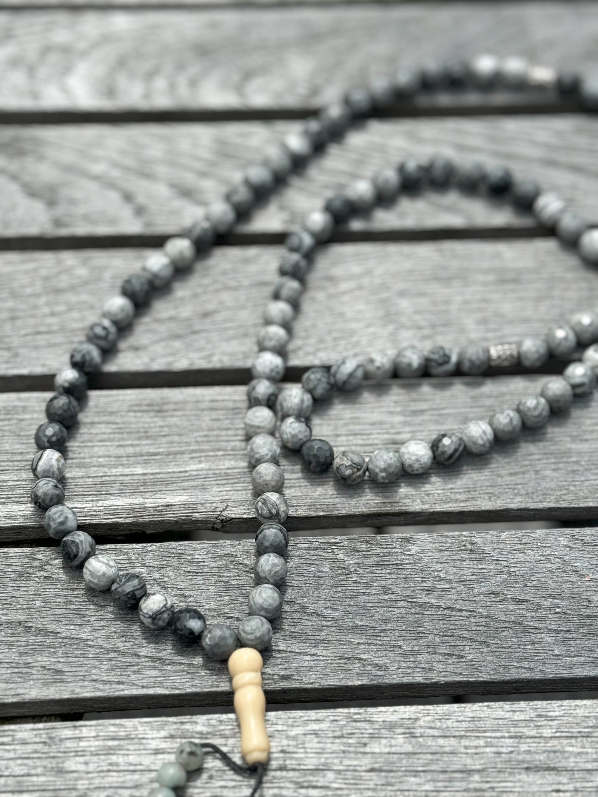 Silver Agate - 99 Bead Tasbih